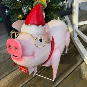 NWT Adorable! 20” Plumpy Christmas Pig Metal Farm Statue Indoor/ Outdoor Figure